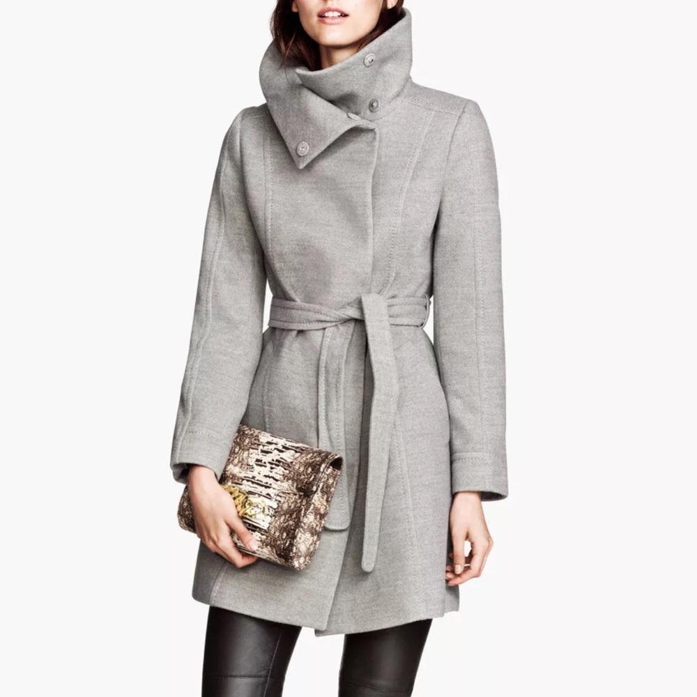 H&M Gray Coat With Belt Sz.4/Small Rare, NWOT